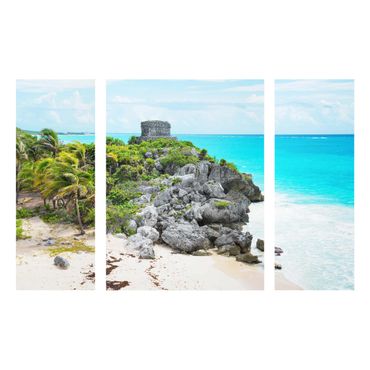 Obraz na szkle 3-częściowy - Wybrzeże Karaibskie Ruiny Tulum