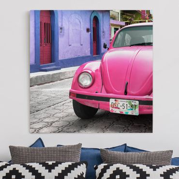 Obraz na płótnie - Różowy VW Beetle