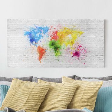 Obraz na płótnie - Mapa świata z białą cegłą