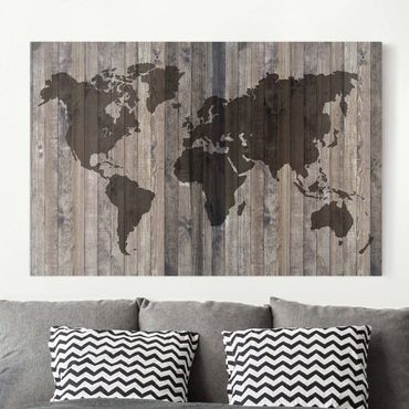 Obraz na płótnie - Mapa świata z drewna