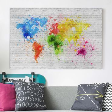 Obraz na płótnie - Mapa świata z białą cegłą