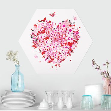 Obraz heksagonalny z Forex - Kwiatowe retro serce