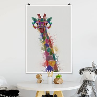 Plakat - Rainbow Splash Żyrafa