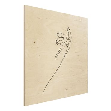 Obraz z drewna - Line Art pytającej ręki