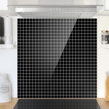 Panel szklany do kuchni - Płytki mozaikowe Czarny Mat