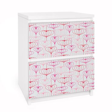 Okleina meblowa IKEA - Malm komoda, 2 szuflady - Wzór serca