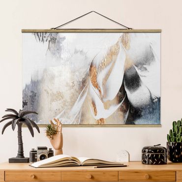 Plakat z wieszakiem - Złoty abstrakcyjny obraz zimowy