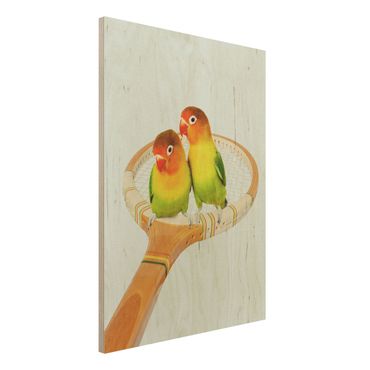Obraz z drewna - Tenis z ptakami