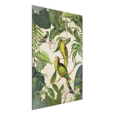 Obraz Alu-Dibond - Kolaże w stylu vintage - Papugi w dżungli
