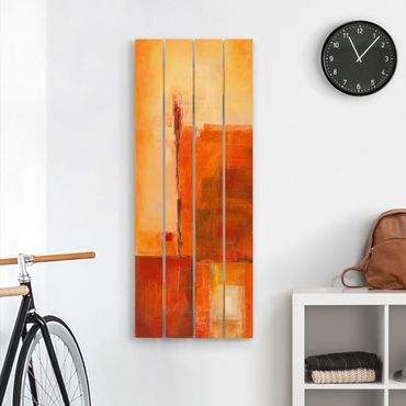 Obraz z drewna - Abstrakcyjny pomarańczowy brąz