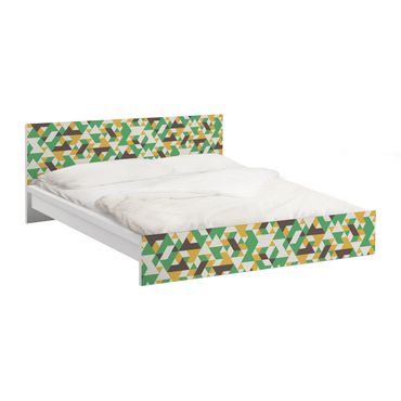 Okleina meblowa IKEA - Malm łóżko 140x200cm - Nr RY34 Zielone trójkąty
