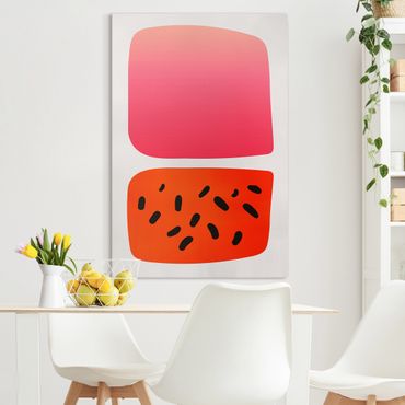 Obraz na płótnie - Abstrakcyjne kształty - Melon i róż