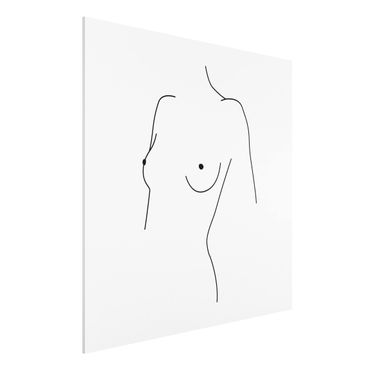 Obraz Forex - Line Art Nagi biust kobiety czarno-biały