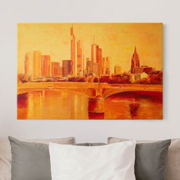 Złoty obraz na płótnie - Skyline Frankfurt