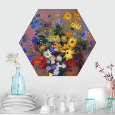 Obraz heksagonalny z Forex - Odilon Redon - Kwiaty w wazonie