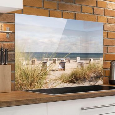 Panel szklany do kuchni - Krzesła nadmorskie i plażowe