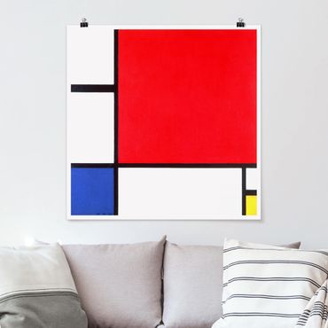 Plakat - Piet Mondrian - Kompozycja Czerwony Niebieski Żółty