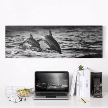Obraz na płótnie - Dwa skaczące delfiny