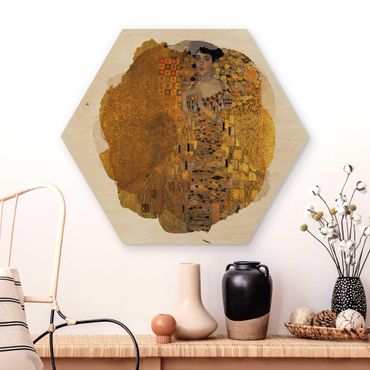 Obraz heksagonalny z drewna - Akwarele - Gustav Klimt - Adele Bloch-Bauer I