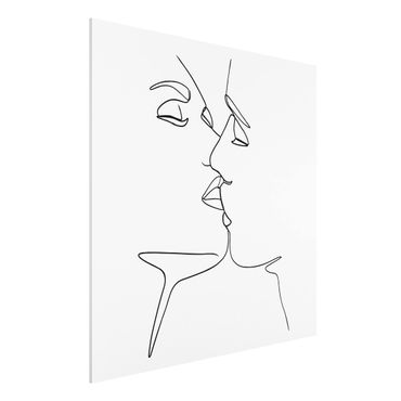 Obraz Forex - Line Art Pocałunek twarzy czarno-biały