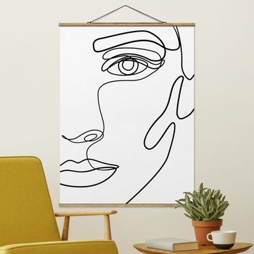 Plakat z wieszakiem - Linia Art portret kobiety czarno-biały
