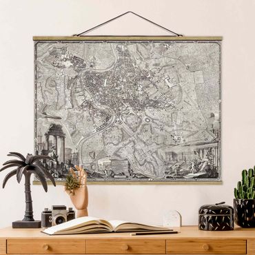 Plakat z wieszakiem - Mapa miasta w stylu vintage Rzymu
