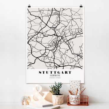 Plakat - Mapa miasta Stuttgart - Klasyczna