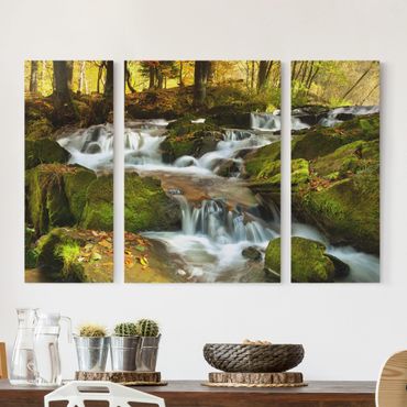 Obraz na płótnie 3-częściowy - Wodospad jesienny las