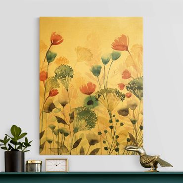 Złoty obraz na płótnie - Dzikimi kwiatami w lecie II