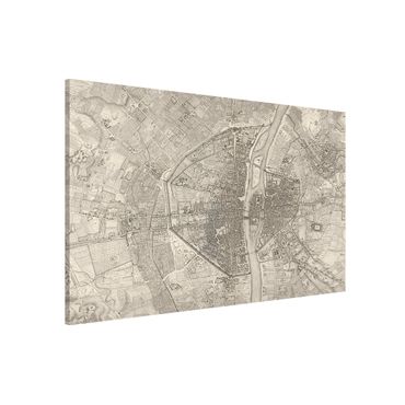 Tablica magnetyczna - Mapa Paryża w stylu vintage