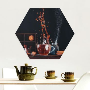 Obraz heksagonalny z Alu-Dibond - Kompozycja herbaty