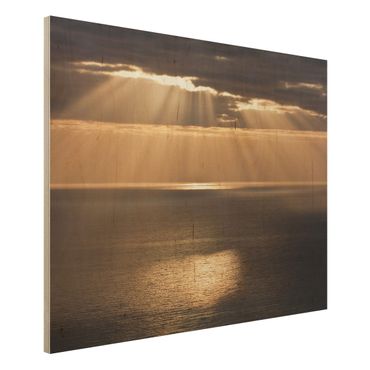 Obraz z drewna - Promienie słońca nad morzem