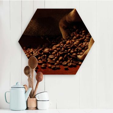 Obraz heksagonalny z drewna - Kawa Dulcet