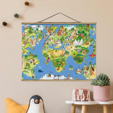 Plakat z wieszakiem - Wielka i śmieszna mapa świata