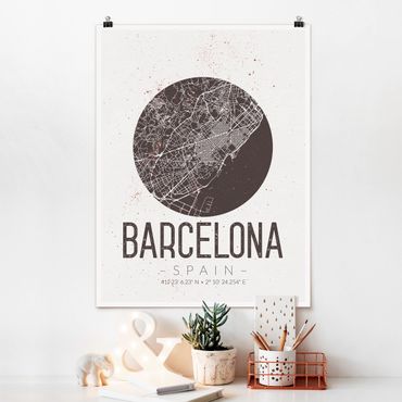 Plakat - Mapa miasta Barcelona - Retro