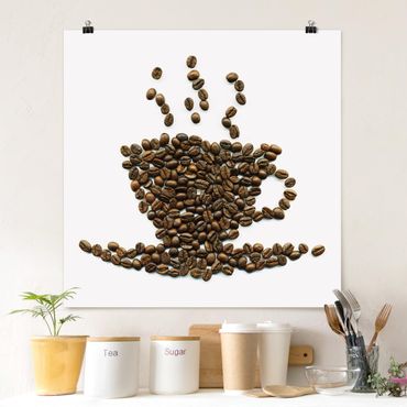 Plakat - Filiżanka kawy ziarnistej