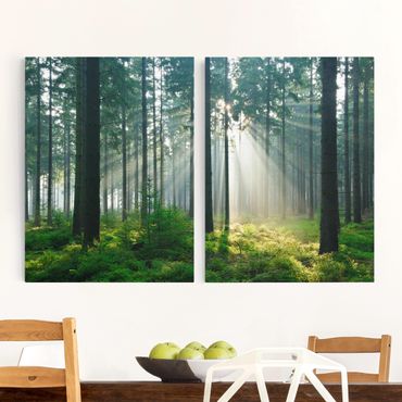 Obraz na płótnie 2-częściowy - Świetlany las