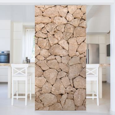 Parawan pokojowy - Apulia Kamienna ściana - starożytny kamienny mur z dużych kamieni