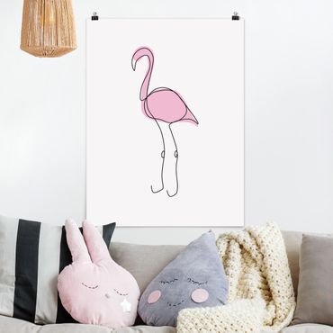 Plakat - Flamingo Line Art