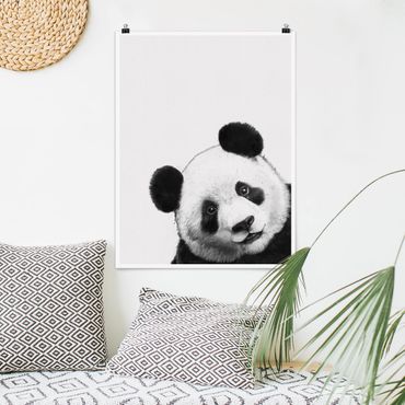 Plakat - Ilustracja Panda Czarno Biała Malarstwo