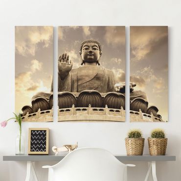Obraz na płótnie 3-częściowy - Wielki Budda Sepia