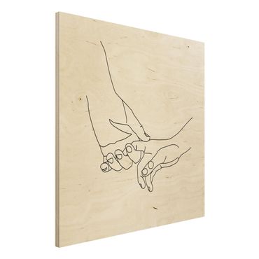 Obraz z drewna - Line Art Tender Hands