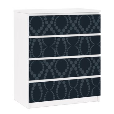Okleina meblowa IKEA - Malm komoda, 4 szuflady - Ornament z czarnych koralików