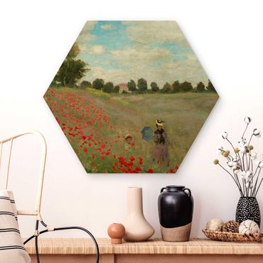 Obraz heksagonalny z drewna - Claude Monet - Pole maków w pobliżu Argenteuil