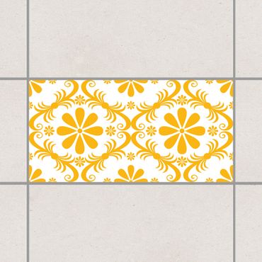 Naklejka na płytki - Flower Design Biały Melon Żółty