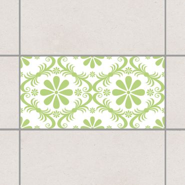 Naklejka na płytki - Kwiatowy wzór biały wiosenny zielony zielony