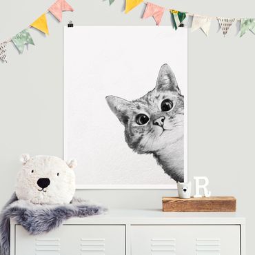 Plakat - Ilustracja kota Rysunek czarno-biały