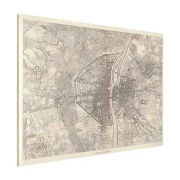 Tablica magnetyczna - Mapa Paryża w stylu vintage