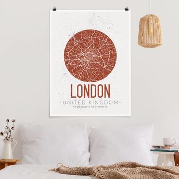 Plakat - Mapa miasta Londyn - Retro