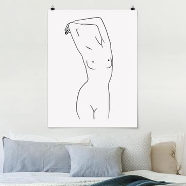 Plakat - Line Art Kobieta naga czarno-biały